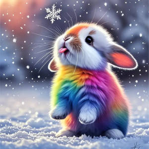 HUACAN 5D Diy Diamond Painting Rabbit Animal Winter Full Drill Decoration For Home Mosaic Rhinestones