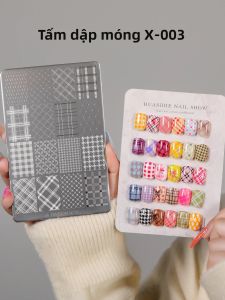 1 Tấm Khuôn Dập Móng Bằng Thép Không Gỉ Với 30 Mẫu Kẻ Ô Hình Học Khuôn Vẽ Móng Nghệ Thuật Chuyên Nghiệp Dành Cho Việc Làm Móng Tự Làm