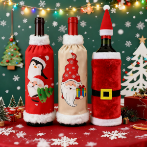 29cm Wine Gift Bag Christmas Wine Bottle Bag Decoration Xmas Party Banquet Ornament for Navidad New Year 2025 Penguin Santa Clau