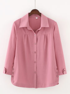 เสื้อแม่สามีสีไวน์แดงเสื้อเชิ้ตแขนสามส่วนสำหรับผู้หญิงวัยกลางคนและผู้สูงอายุชุดคุณแม่คาร์ดิแกนแบบบางแฟชั่นสำหรับงานเลี้ยงฤดูร้อน