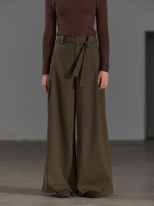 High Waist Drapey Wide Leg Pants Women Loose Relaxing Feel Design Slimming Loose Suit Pants Female Small Audience Tie Design