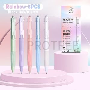 5Pcs/set Gel Pen Neutral Pen 0.5mm Black Ink Morandi Color Simple Gel Pen Stationery