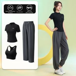 BAISILING | High-end Sportswear Suit for Women Summer Short-sleeve Dry-fit Zip Jacket