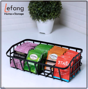 Lefang Tea Bag Organizer Caddy Metal Tea Box Storage Holder for Tea Cups Pods Packets Condiment Accessories