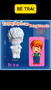 Tượng thạch cao bé trai đáng yêu M11 (Không kèm màu) Bé Tô Màu Tô Tượng
