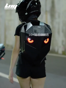 LOY Backpack Full Helmet Bag LED Cycling Bag Motorcycle Hard Shell Waterproof Motorcycle Commuter Helmet Gift