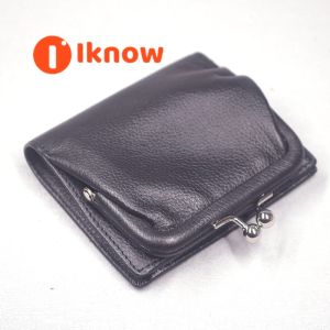 I know Elegant Leather Clasp Wallet Coin Purse Card Bag - Available in Brown and Black