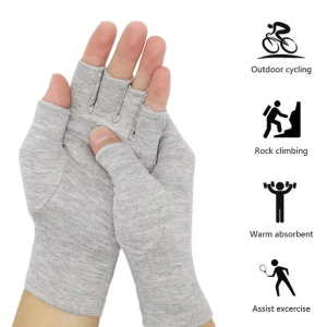 Premium Bamboo Arthritis Gloves 1Pair Compressive Fingerless Design Breathable Fabric for Women Men Pain Relief