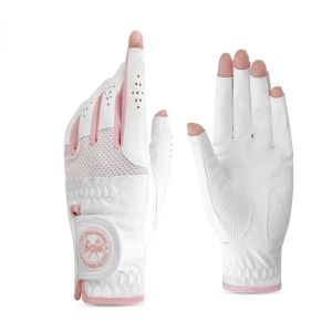 PGM | PGM ST031 Golf Womens Gloves Super Fiber Cloth Breathable Exposed Fingers Wear Resistant Anti Slip Color Blocking Soft Durable
