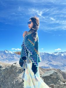 Ethnic Knitted Shawl Womens Travel Outerwear Scarf Bohemian Tassel Summer Autumn Multicolor One Size Fits All from China