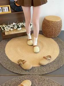 Agsdon | Autumn New Thick Sole Breathable Woven Slip-On Closed Toe Half Slippers Women