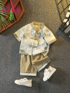 New Chinese Style Boys Summer Short Sleeve Suit Hanfu Children National Style Ancient Costume Baby Summer Tang Suit Boys Outfit
