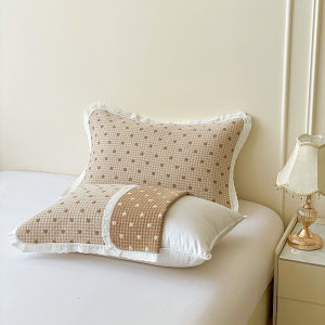 ปลอกหมอนปักลายผ้าก๊อซแท้ ผ้าฝ้าย ชั้น แบบฝรั่งเศส ขอบ ลูกไม้ ด้าน ป้องกันฝุ่น สำหรับเตียงเดี่ยว ขนาด 5275 ซม 1 คู่ อุปกรณ์เครื่องนอน