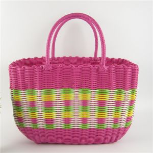 Plastic Woven Shopping Basket Handheld Vegetable Basket Pet Cage Bathroom Willow Woven Bath Basket Storage Picnic Basket