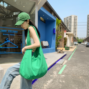 Canvas Tote Bag Japan Korea Style Large Capacity Simple Matching Artistic Retro School Commute Single Shoulder Slant Crossbody Bag