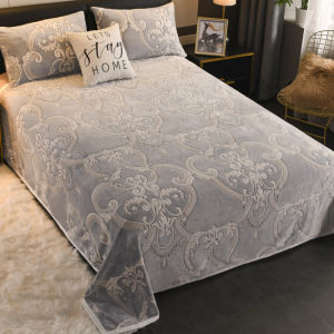 Chăn Lông Ga Giường Nhung San Hô Bộ Ba Chiếc Nhung Flannel Hai Mặt Dày Dặn Nhung Sữa Bò Một Người Lông Nhung Giường Trải Mùa Đông