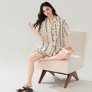 Miiow | Pure Cotton Sleepwear Womens Summer Short Sleeve Open Cardigan Shorts Set Loose Plus Size Ladies Home Clothes MiiOW Brand