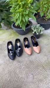 Sục nữ cao gót 7cm 2 màu đenkem  Trường Hải da mềm mại  S116