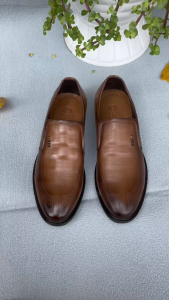 Giày Tây Nam Da Bò Không Dây Trường Hải 2 Màu Nâu Đen GT304