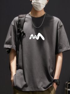 Hong Kong Style Japanese Trendy High Street Heavy Weight 100% Pure Cotton Short-Sleeved T-shirt Mens Summer round Neck Loose Fashion Brand Handsome