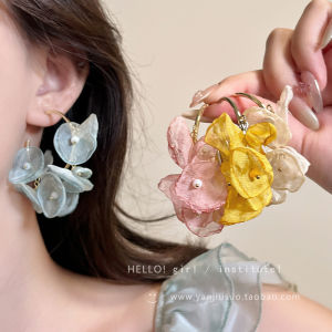 Exaggerated Flower Earrings Womens Versatile Spring Vacation Style Unique Atmosphere Sensation Fashionable Jewelry Accessories