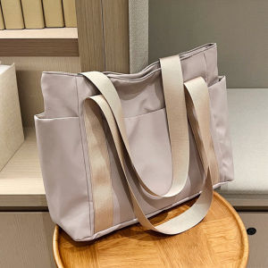 Simple Nylon Canvas Tote Bag Womens Commuter Handbag Large Capacity Single Shoulder Bag for Shopping And Leisure Activities