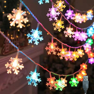Snowflake Lights String LED Fairy Festoon Light USB Plug For Indoor Bedrooms Balcony Outdoor Gardens Wedding Party Decoration