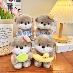 YF Cute Mini Otter Plushie With Decorative Accessories Fluffy Sea Otter Plush Doll Cute Bag Charm Gift FY