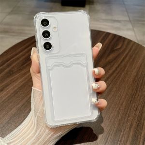 Transparent Card Poket Phone Case For Samsung Galaxy S26 S25 S24 S23 S22 S21 Ultra Plus A73 A72 A71 A57 A56 Shockproof TPU Cover
