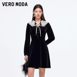Vero Moda | Đầm Nữ Mới Thu Đai Cao Bông Gấm Có Voan Détachable