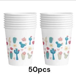 Party Dinner Drinking Cup 250ml Paper Disposable - 25pcs  - Colour Cactus Desert Cute Cartoon Print [PDC004]
