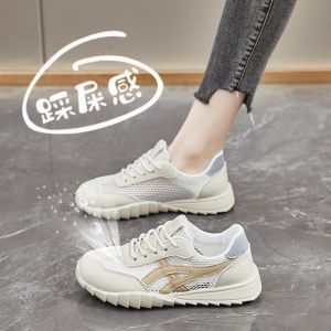Breathable Mesh Womens Flat Shoes Fashionable Summer 2025 Hollow out Design Thin Style Korean Version round Toe Casual Sneakers
