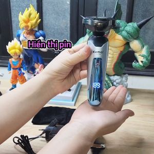 Máy cạo râu đa năng Kemei KM-5390 dao cạo râu điện cao cấp 3 lưỡi tự mài chống nước IPX6 4 chức năng - Chính hãng