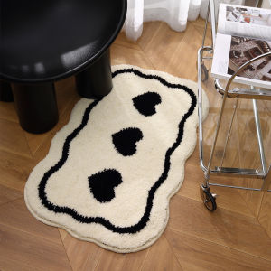 VIKAMA Cute Simple Korean Bathroom Rug Super Absorbent Non Slip Washable Plush Mat For Entry Bedroom Indoor Toilet Home Decor