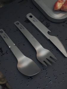 Naturehike Camping Tableware Knife Fork and Spoon Three Piece Set Outdoor Picnic Ultralight Titanium Tableware