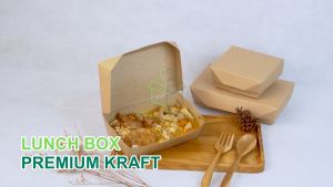 Lunch Box Premium Kraft Coklat Laminasi Ukuran S M L 290gsm Kotak Makan Kemasan Makanan Food Grade Kotak Takeaway Catering isi 50 pcs