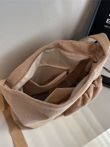 [Zipper Patch Pocket] Khaki Large Capacity Casual Messenger Bag Big Bag 2024 New Arrival Trendy Fashion All-Matching