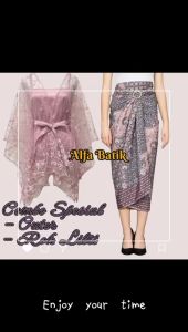 Outfit Atasan Fashion Satu Set Outer Brokat Cape Brokat Crop Kondangan Pesta Brokat Seragam Bridesmaid Terbaru 2024