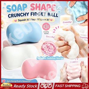 KEBIDU 3pcs Crunchy Soap Squishy ASMR Bead Filled Realistic Handmade Bar Soap Slow Rising Squishy Stress Ball Squeeze Toys Gift