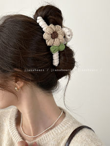 Autumn Winter Knitted Flower Hair Clip Plush Hairpin Bun Hair Clip Shark Bite Hair Clip  out Fashion Korean Style Hair Accessories