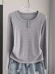 QIAOCHENXIAN | Button Collar Long Sleeve Plus Size Tunic