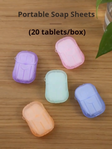 Mini Portable Travel Soap Paper 20 Sheets - Dissolves in Water for Quick Hand Wash Available in Multiple Colors