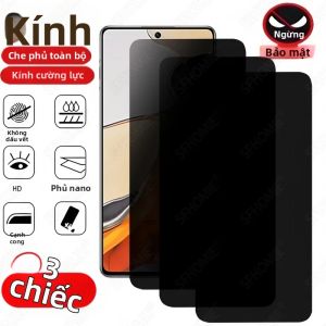 Bộ 3 Miếng Dán Bảo Vệ Màn Hình Chống Gián Điệp Cho Xiaomi Redmi Note Series 10/11/12/13 Pro 10A/10C/12C/13C/14C/14S - Phim Kính Cường Lực Bảo Mật