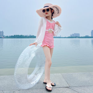 Girls One-Piece Swimsuit Long Sleeve Childrens Fashionable Summer Swimming Costume UV Protection Childs Bathing Suit