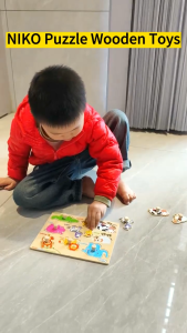 NIKO ABC Letter Digital Puzzle Wooden Toys For Kids Alphabet Number Shape Sorter Jigsaw Board Toys Early Educational Toys Animal Toys
