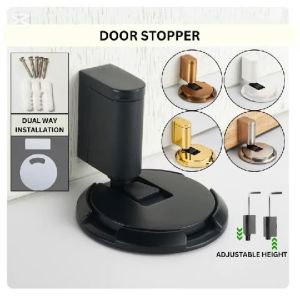 Ready Stock Heavy Duty Magnetic Mechanical Door Stopper Windproof Adjustable Height Non-Drill Hardware Prevent Slamming Mounted Safety Zinc Hentian Pintu Magnet Super Thin Non-Punch Sticker Powerful Hold Anti-Pelanggaran Bebas Tebuk Bampar Senyap Penahan