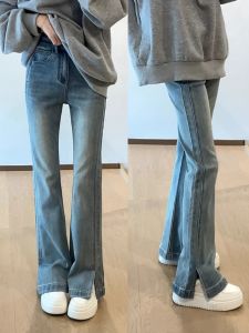Quần Jeans Denim Ống Loe Ôm Dáng Cạp Cao Kiểu Dáng Xòe Lưng Đầy 2025 Xuân Mới Quần Jeans Nữ Cỡ Lớn Kiểu Dáng Dừa Cây