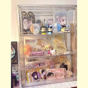 Acrylic Multi-layer Display Stand Valley Grain Pain Cabinet Anime Figurine Storage Box Desktop Organizer Transparent Plastic