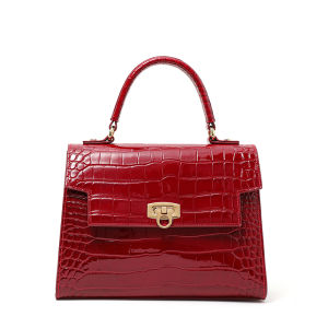 New Lacquer Skin Crocodile Pattern Womens Handbag Top Layer Cowhide Styled High Grade Single Shoulder Crossbody Bag