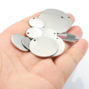 DIY เครื่องประดับป้ายระบุวงกลมสแตนเลส6/8/10/12มม. อุปกรณ์จี้ทรงกลม